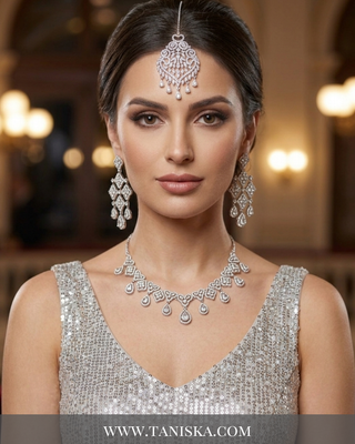 Cubic Zirconia Scalloped Bridal Set