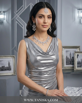 Cubic Zirconia Scalloped Bridal Set
