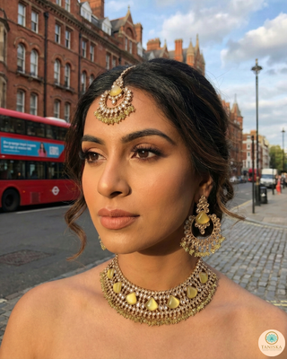 HANIYA Designer Lemon Yellow Necklace Set