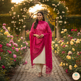 The Fuchsia Flame Phulkari Dupatta