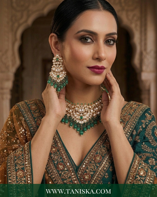 Imperial Emerald Kundan Necklace & Earring Set