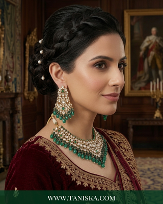 Imperial Emerald Kundan Necklace & Earring Set
