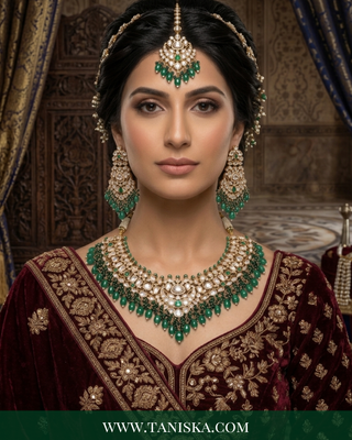 Imperial Emerald Kundan Necklace & Earring Set