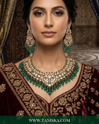 Imperial Emerald Kundan Necklace & Earring Set