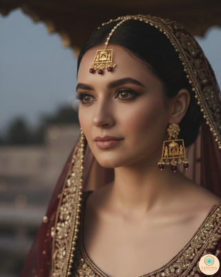The Regal Baarat Heritage Bridal Choker Set - (Limited Edition) - Golden / Maroon