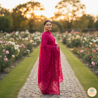 The Fuchsia Flame Phulkari Dupatta