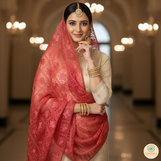 The Coral Ember Phulkari Dupatta