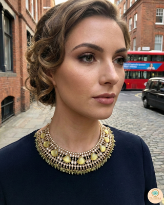 HANIYA Designer Lemon Yellow Necklace Set