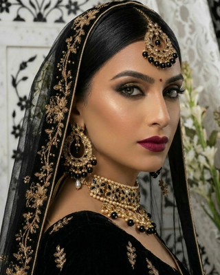 Maharani Traditional Necklace Set - Midnight Black