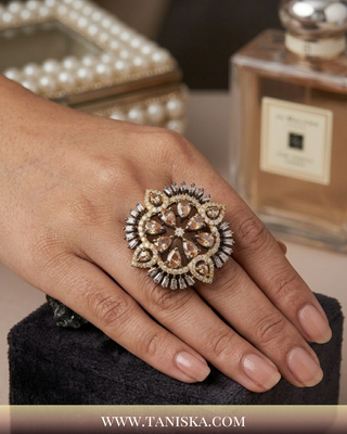 The Champagne Starburst Statement Ring