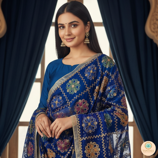 The Blue Rose Garden Phulkari Dupatta