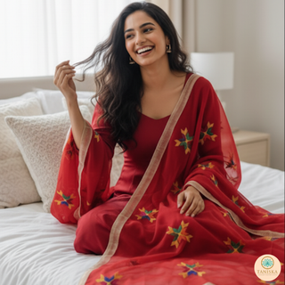 The Surkh Sitara Phulkari Dupatta