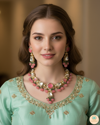 JAANAT - Baby Pink Dreamy Necklace Set