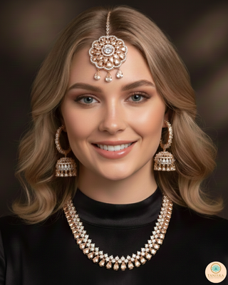 American Diamond Style Necklace Set - Rose Gold