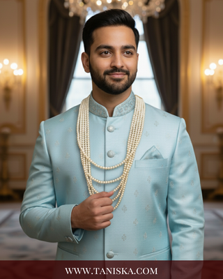 The Rajasa Pure | Multi-Tiered Minimalist Groom’s Mala | Pearl White 5 Layered Mens / Groom Mala