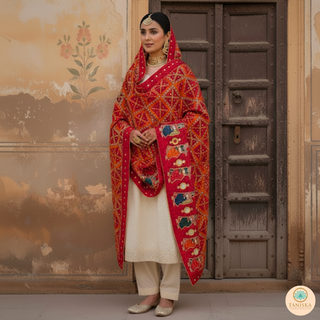 The Bridal Shagun Phulkari Dupatta