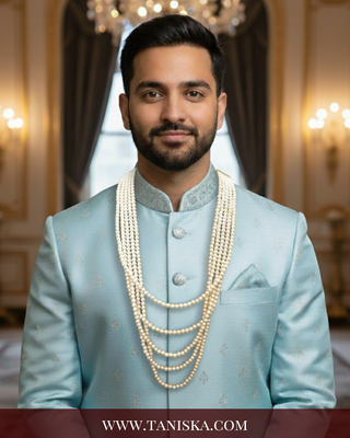 The Rajasa Pure | Multi-Tiered Minimalist Groom’s Mala | Pearl White 5 Layered Mens / Groom Mala