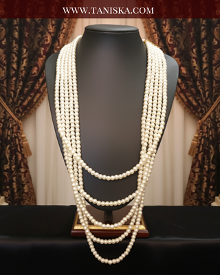 The Rajasa Pure | Multi-Tiered Minimalist Groom’s Mala | Pearl White 5 Layered Mens / Groom Mala
