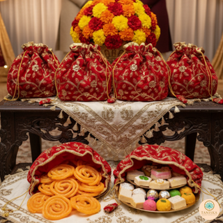 1 Multi-Purpose DORI RUMAL (Gift Bag, Thaal Cover, Potli Bag - Perfect for: Indian Wedding, Shagan Ceremony, Chunni Charhana, Bridal Shower, Baby Shower, Maiyan, Weddings, Favors, Shaadi, Walima)