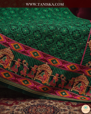 The Dholi Baraat | Hand-Embroidered Phulkari Dupatta