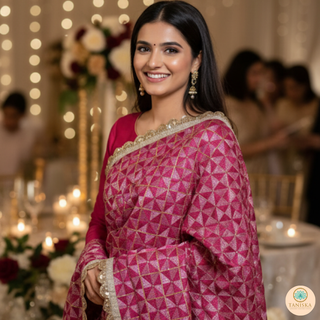 The Fuchsia Pink Glam Phulkari Dupatta