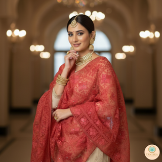 The Coral Ember Phulkari Dupatta