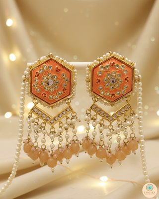 MRINAL Traditional Meenakari Kundan Necklace Set - Peach