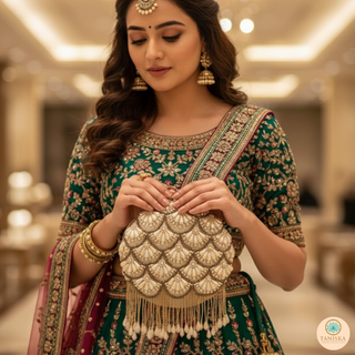 The Ivory Pearl Cascade Clutch Bag