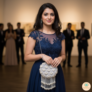 The Silver Pearl Cascade Clutch Bag