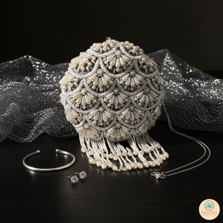 The Silver Pearl Cascade Clutch Bag