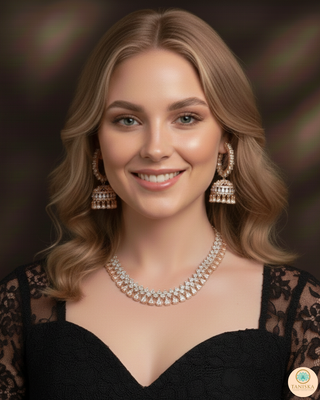 American Diamond Style Necklace Set - Rose Gold