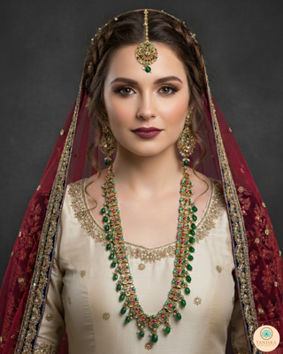 ANAYA Emerald Green (Multi Beads) Long Haar Set