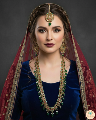 ANAYA Emerald Green (Multi Beads) Long Haar Set