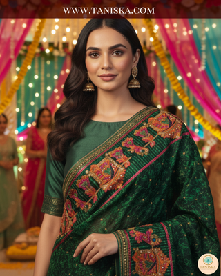 The Dholi Baraat | Hand-Embroidered Phulkari Dupatta