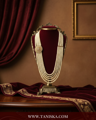 The Dynasty Sun-Dial | Filigree Medallion Pearl Mala
