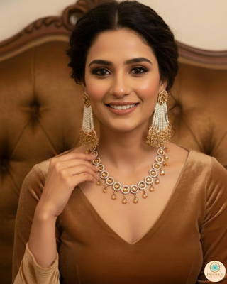 American Diamond Style Necklace Set - Rose Gold