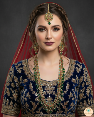 ANAYA Emerald Green (Multi Beads) Long Haar Set