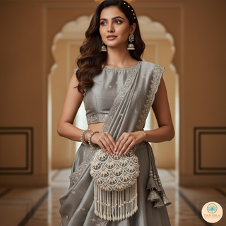 The Silver Pearl Cascade Clutch Bag