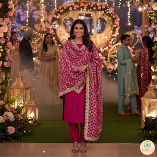 The Fuchsia Pink Glam Phulkari Dupatta