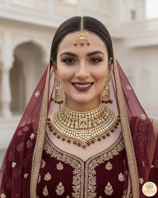 The Regal Baarat Heritage Bridal Choker Set - (Limited Edition) - Golden / Maroon