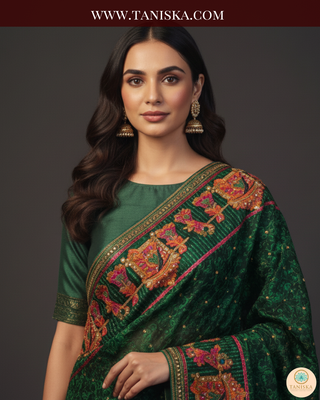 The Dholi Baraat | Hand-Embroidered Phulkari Dupatta