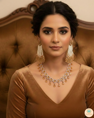 American Diamond Style Necklace Set - Rose Gold