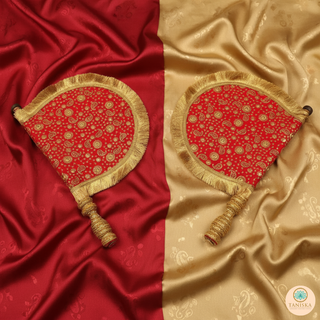 Royal Red Punjabi Pakhi (Hand Fans) - Pack of 2