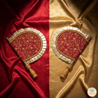 Maroon Punjabi Pakhi (Hand Fans) - Pack of 2