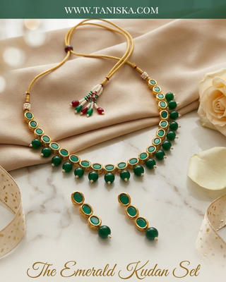 The Emerald Meenakari Kundan Set