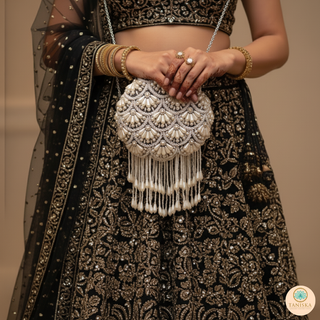 The Silver Pearl Cascade Clutch Bag