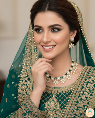 The Royal Emerald Bloom Necklace Set