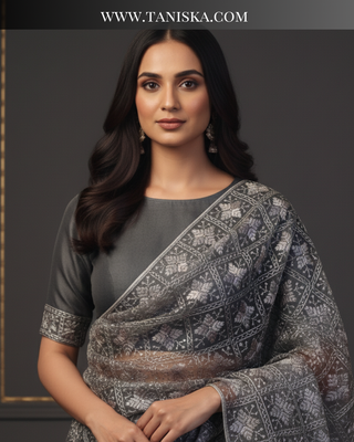 The Jashn-e-Bagh | Hand-Embroidered Dholi Phulkari Dupatta