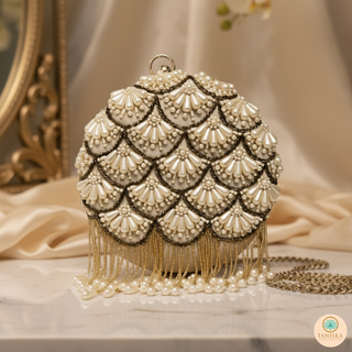 The Ivory Pearl Cascade Clutch Bag