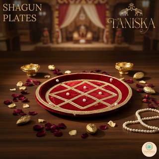 Decorative Maroon Shagun Plate